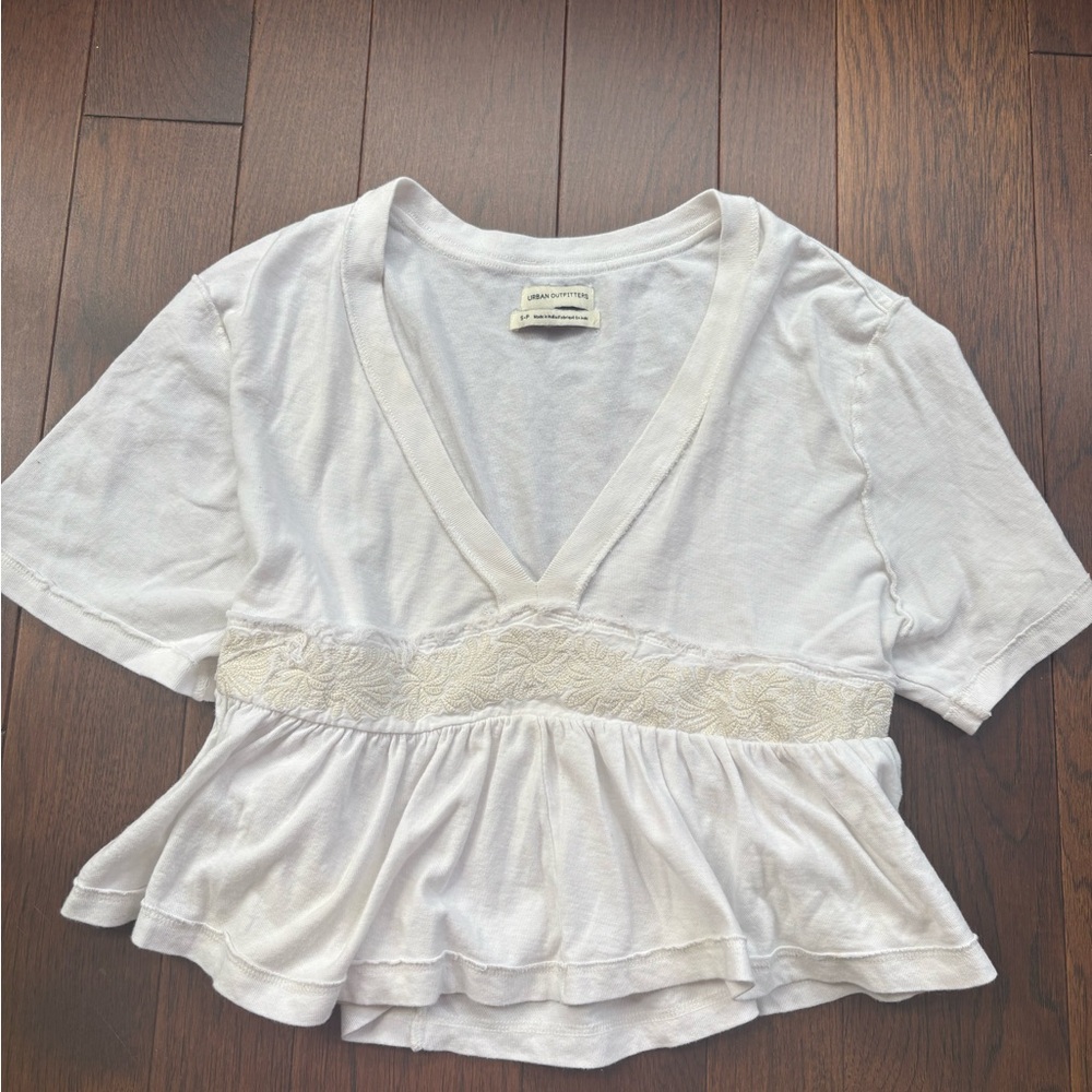 Urban Outfitters Cream V-Neck Peplum top